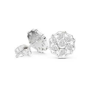 Boucles d'oreilles de fiançailles en or jaune 14 carats avec diamant rond cultivé en laboratoire pour femmes |   Nouveau diamant cultivé - Product Image 5