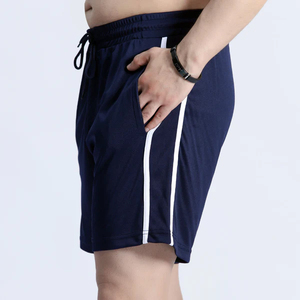 2026 Shorts Men's Navy <b>Blue</b> Shorts With White <b>Side</b> Stripes Drawstring Waist Breathable Polyester Casual Sport Shorts Unisex - Product Image 3