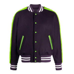 Unisex Wool Leather Sleeve Varsity Bomber <b>Jacket</b> Streetwear Winter Windproof Eco-Friendly High Quality Wholesale Heated - Product Image 4
