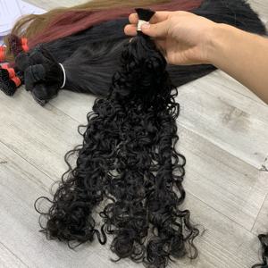 Venta al por mayor de extensiones de onda de agua de cuerpo indio de color claro de primera calidad teñido personalizado Yaki recto rizado doble dibujado cabello humano - Product Image 4