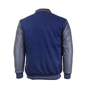 Premium Unisex Orange and Grey Varsity <b>Jacket</b> with Wool Blend Body Faux <b>Leather</b> Sleeves Snap Button Closure Rib Knit Collar Cuff - Product Image 6