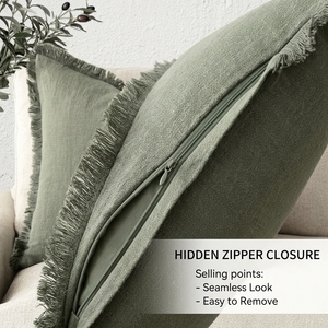 Housse de <span class=keywords><strong>coussin</strong></span> carrée en lin à franges style bohème, décorative pour canapé d'hôtel et chambre à coucher, vente en gros OEM - Product Image 4