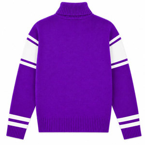 Pull à col roulé violet NCNW Sorority avec rayures blanches et logo brodé, style preppy, pull d'hiver pour femmes - Product Image 5