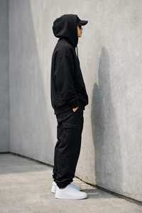 Sweat-shirt à capuche oversize pour homme, noir, 100% coton molletonné, streetwear décontracté, pull-over avec logo imprimé sur le devant, vêtement d'hiver, uni - Product Image 6