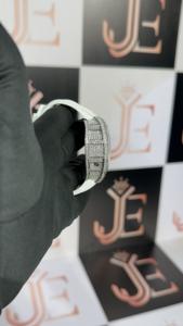 Montre à quartz de luxe pour homme, boîtier en alliage de 41 mm, bracelet en caoutchouc blanc, cadran en verre avec chiffres romains, aiguilles lumineuses, fermoir caché, résistance à l'eau 3 BAR - Product Image 2