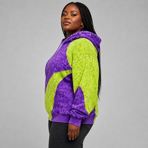 Sweat-shirts à capuche pour femmes, effet délavé, avec logo personnalisé sur le devant, en tissu polaire 100% coton doux et de qualité supérieure, respirant, écologique, pour une utilisation quotidienne - Product Image 2