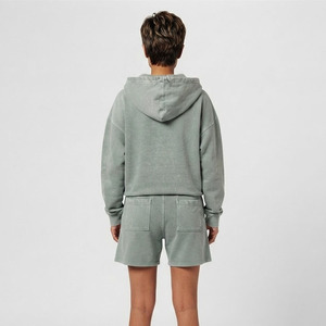 Wholesale Women’s Embroidered Fleece <b>Embroidery</b> Sweatshirt and Shorts <b>Set</b> Heavyweight Cotton Short <b>Set</b> Private Label OEM ODM - Product Image 2