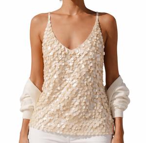 ODM/OEM Top sin mangas de encaje con lentejuelas vintage para mujer, cuello redondo, sexy, elástico, transpirable, ecológico, otoño 2026 - Product Image 3