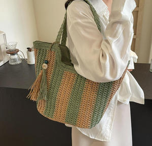 Factory wholesale OEM ODM ladies Large capacity handbag straw hobo tote shoulder bags fashion design fashion beach handbag - Product Image 5