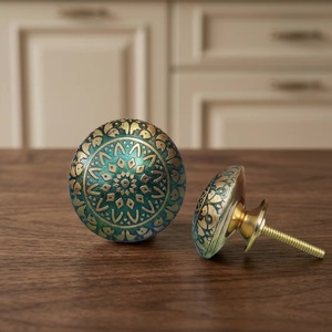 Round Bronze Drawer Knob With Mandala Design Eclectic Style Durable Furniture Handle For Dresser Cabinet <b>Door</b> - Product Image 3