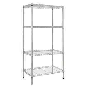 Scaffale a 4 Ripiani Regolabile in Cromo, Organizzatore per Ufficio con Inserti in Plastica, Materiale Metallico Resistente - Product Image 1