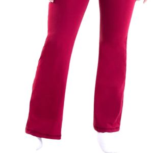 <b>Women's</b> Raspberry Red High Waist <b>Flare</b> Pants Stretch Slim Fit Bootcut Trousers Full Length Casual Yoga <b>Leggings</b> Fashion - Product Image 3
