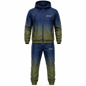 Custom Eco-Friendly <b>Men</b> <b>Polyester</b> Tracksuits Zip Nylon Hooded Windproof Waterproof Quick Dry Casual Solid <b>Jogger</b> Gym Sets Unisex - Product Image 4