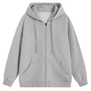 Unisex <b>White</b> Oversized <b>Zip</b>-<b>Up</b> Hoodie Cotton French Terry Casual Hooded Sweatshirt Regular Fit Autumn Wear - Product Image 5
