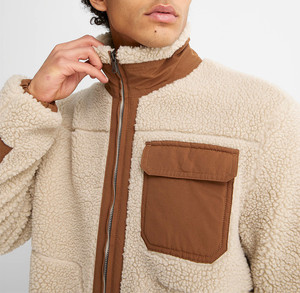 2026 New Oem Custom Color Block Stand Collar 1/4 Zip Half Quarter Zip <b>Pullover</b> Sherpa Fleece Hoodie Sweatshirt <b>Jumper</b> for Men - Product Image 5