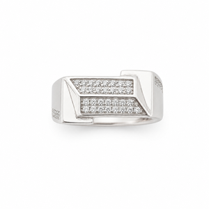 925 Sterling <b>Silver</b> Diamond <b>Mens</b> <b>Ring</b> High Polish Geometric Rectangle Design Wedding Party Gift Fine Jewelry Band - Product Image 2