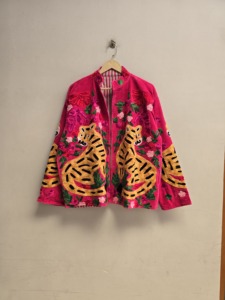 Wholesale Velvet Jacket Tiger With Floral Embroidered Jacket <b>Coat</b> Boho Chic Jacket Women's Outerwear - Product Image 1