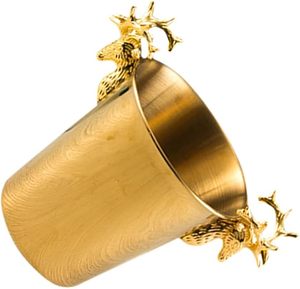 5L Gold Ice Bucket with Reindeer Head Handles Stainless Steel Double Wall Beverage Chiller for Beer Wine & Cocktail Parties - Product Image 4