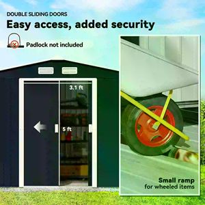 Grande Capanno da Giardino per Esterni, Casetta Attrezzi Moderna Industriale in PVC Ecologico e Acciaio Zincato Impermeabile per Deposito Biciclette - Product Image 6