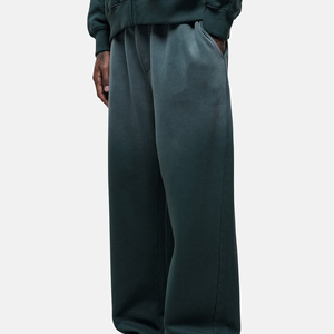Pantalones Deportivos de Algodón Verde Oscuro para Hombre, Cintura Elástica, Corte Holgado Informal, Pierna Recta con Bolsillos Laterales, Transpirables, Peso Medio - Product Image 4