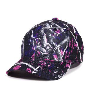 Gorra de Béisbol Unisex de 7 Paneles, de Lona, Ajustada, con Estampado por Transferencia de Calor, Transpirable, Impermeable, con Patrón de Camuflaje, en Morado, Rosa y Negro - Product Image 4