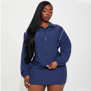 Tennis Court Ready Windbreaker <b>Skirt</b> Set-Patchwork Summer Nylon Tracksuit <b>Elastic</b> Waist Embroidery Logos Streetwear Unisex - Product Image 4