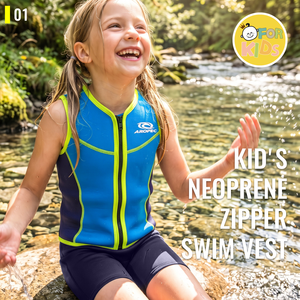 Aropec 2mm Neoprene Kids <b>Swim</b> <b>Vest</b> Front Zip Thermal Wetsuit Top Back Velcro Fastener Flatlock Stitched Children Waistcoat - Product Image 2