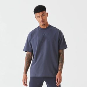 T-shirt pour homme 100% coton, col rond, design personnalisé, logo imprimé à l'avant, anti-rétrécissement, coupe longue et ample, respectueux de l'environnement - Product Image 5