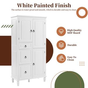 Elegante Mobiletto Multifunzionale Retrò per Bagno con 3 Cassetti e 3 Scomparti Chiusi con Ripiani Regolabili - Product Image 4