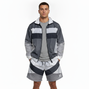 Ensemble de survêtement ADH Color Blocking à manches longues et quart de zip, short sportif, séchage rapide, léger, pour l'été - Product Image 4