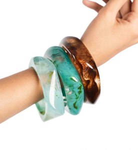 Conjunto de brazaletes de resina de estilo elegante, pulsera de moda para mujer, regalo, joyería apilable, brazaletes multicolor, joyería de regalo para mujer - Product Image 1