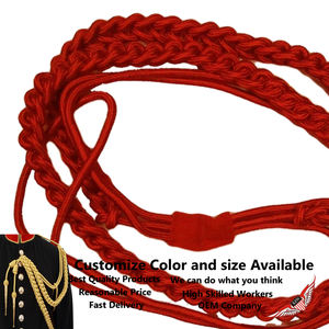 Aiguillette de hombro brillante con hilo de seda y puntas doradas, cordón de seda brillante azul marino. - Product Image 2