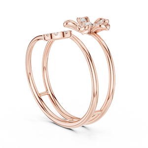 Anillo Abierto con Forma de Flor, Minimalista, de Oro Amarillo Sólido de 14k, con Diamantes Cultivados en Laboratorio de Corte Redondo, Anillo de Boda Clásico, Regalo para Ella - Product Image 5