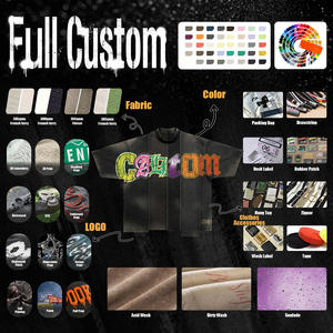 Custom <b>Men's</b> Short Sleeve T-Shirt 305g French Terry O-Neck Crack Print Street Style Cotton Breathable Regular Fit - Product Image 1