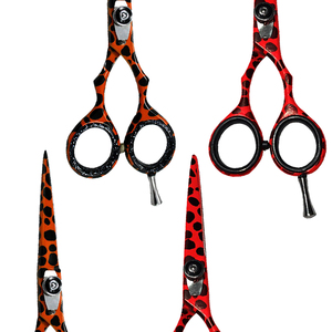 Ensemble de ciseaux de coiffure professionnels de 5,5 pouces, lame en acier inoxydable, lame tranchante, pour droitiers, rouge orange, imprimé léopard, ciseaux de coupe - Product Image 6