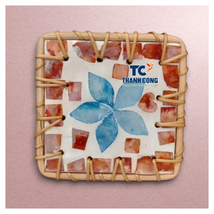 Sous-verres en rotin sophistiqués, qualité artisanale avec accent en coquille de rotin, directement du fabricant, pour les acheteurs en gros. - Product Image 1