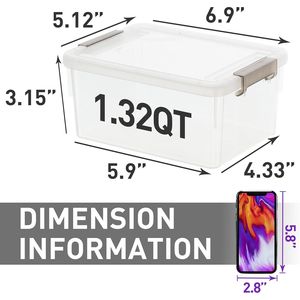 Set di 10 Contenitori in Plastica Trasparente Bianca da 1,3 Qt, Scatole Impilabili di Piccole Dimensioni con Coperchi per Organizzazione - Product Image 2