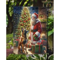 Drapeau solaire décoratif de jardin Père Noël Berger Belge Malinois pour boîte aux lettres, bannière décorative pour patio et aménagement de parterres de fleurs