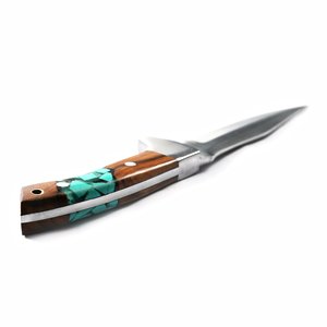 Cuchillo Bowie Táctico OEM Personalizado con Mango de Palisandro y Funda de Cuero, Hoja de Acero 440C de Espiga Completa para Caza, Camping y Fileteado - Product Image 2