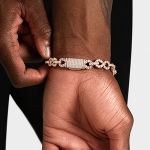 Bracelet cubain en or rose de luxe avec moissanite VVS, bracelet hip-hop en moissanite, bijoux personnalisés en argent sterling 925 - Product Image 3