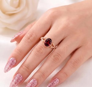 Luxury Oval Cut Red Garnet <b>Ring</b> Rose Gold Plated <b>Women</b> Fine Jewelry Anniversary <b>Rings</b> <b>For</b> <b>Women</b> Bulk Manufacturer - Product Image 3