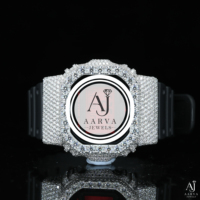 AARVA JEWELS Montre de luxe en acier inoxydable avec cristal saphir, boîtier carré de 42 mm, affichage numérique, bracelet en silicone, résistance à l'eau 3BAR