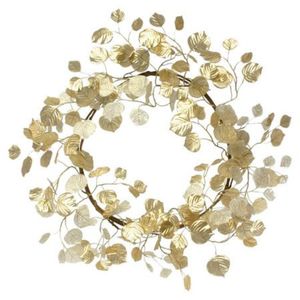Luxury Gold Metal Leaf <b>Wall</b> Wreath Set Modern Iron Wire Floral Hoop For Home Decor Wedding Party Backdrop Hanging Ornament Art - Product Image 3