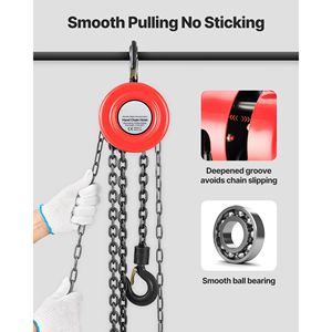 Paranco a Catena Manuale da 1 Tonnellata, Sollevamento 8 Piedi, Catena Zincata G70, Capacità 2200 Libbre, Resistente per Uso Agricolo, Blocco a Catena Manuale per Miglioramenti - Product Image 4
