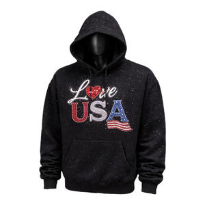 Sweat à capuche unisexe zippé surdimensionné en molleton de coton épais, délavé effet acide vintage, style streetwear personnalisé avec imprimé strass - Product Image 1