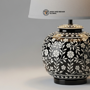 Modern Bone Inlay Table Lantern Aesthetic Floral Inlay <b>Ginger</b> <b>Jar</b> Light High-End Handicraft Decorative Accent Lamp with Custom - Product Image 5