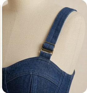 Denim <b>Patchwork</b> Corset Dress Zip Front Sleeveless Casual Dress for Streetwear Boutique - Product Image 3