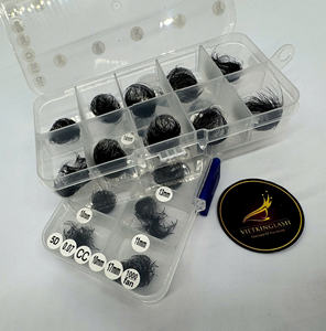 Pestañas de Volumen Mega Preformadas de Marca Privada, 500-1000 Fans Sueltos en Caja, Base Puntiaguda, Pelo Sintético, Longitud Mixta 3D-14D, PBT Suave - Product Image 6