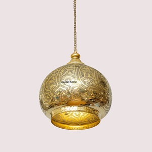 Gold Metal Moroccan Pendant <b>Lamp</b> with <b>Adjustable</b> Height LED Chandelier for Hotel Christmas Lighting Decor - Product Image 6