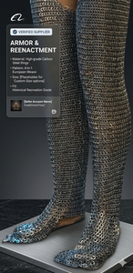 Armadura de Pierna Medieval de Acero con Malla de Cadena 3D Tradicional, Lista para la Batalla, Disfraz de Caballero Renacentista, Tallas Personalizadas - Product Image 1